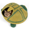 Handmade Wool Cat Cave Bed - Green Turtle