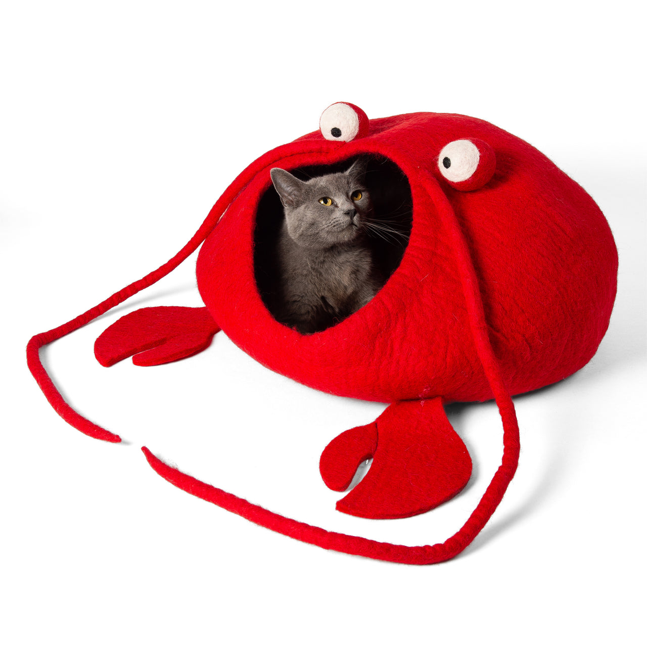 Handmade Wool Cat Cave Bed - Lobster