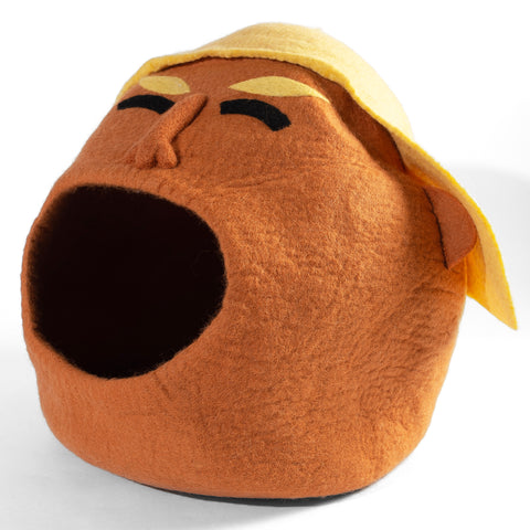 Handmade Wool Cat Cave Bed - Angry Orange