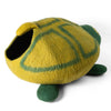 Handmade Wool Cat Cave Bed - Green Turtle