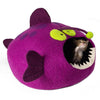 Handmade Wool Cat Cave Bed - Magenta Angler Fish