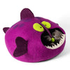Handmade Wool Cat Cave Bed - Magenta Angler Fish