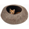 Handmade Wool Cat Cave Bed - Pebble Brown