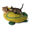 Handmade Wool Cat Cave Bed - Green Turtle