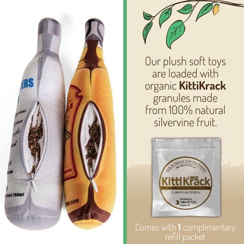 KittiKocktail - Silvervine Liquor Bottles - Plush Catnip Toy