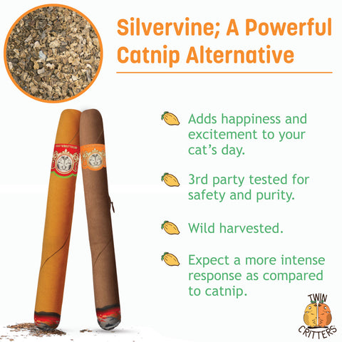KittiDoobi- Silvervine Cigars - Plush Catnip Toy